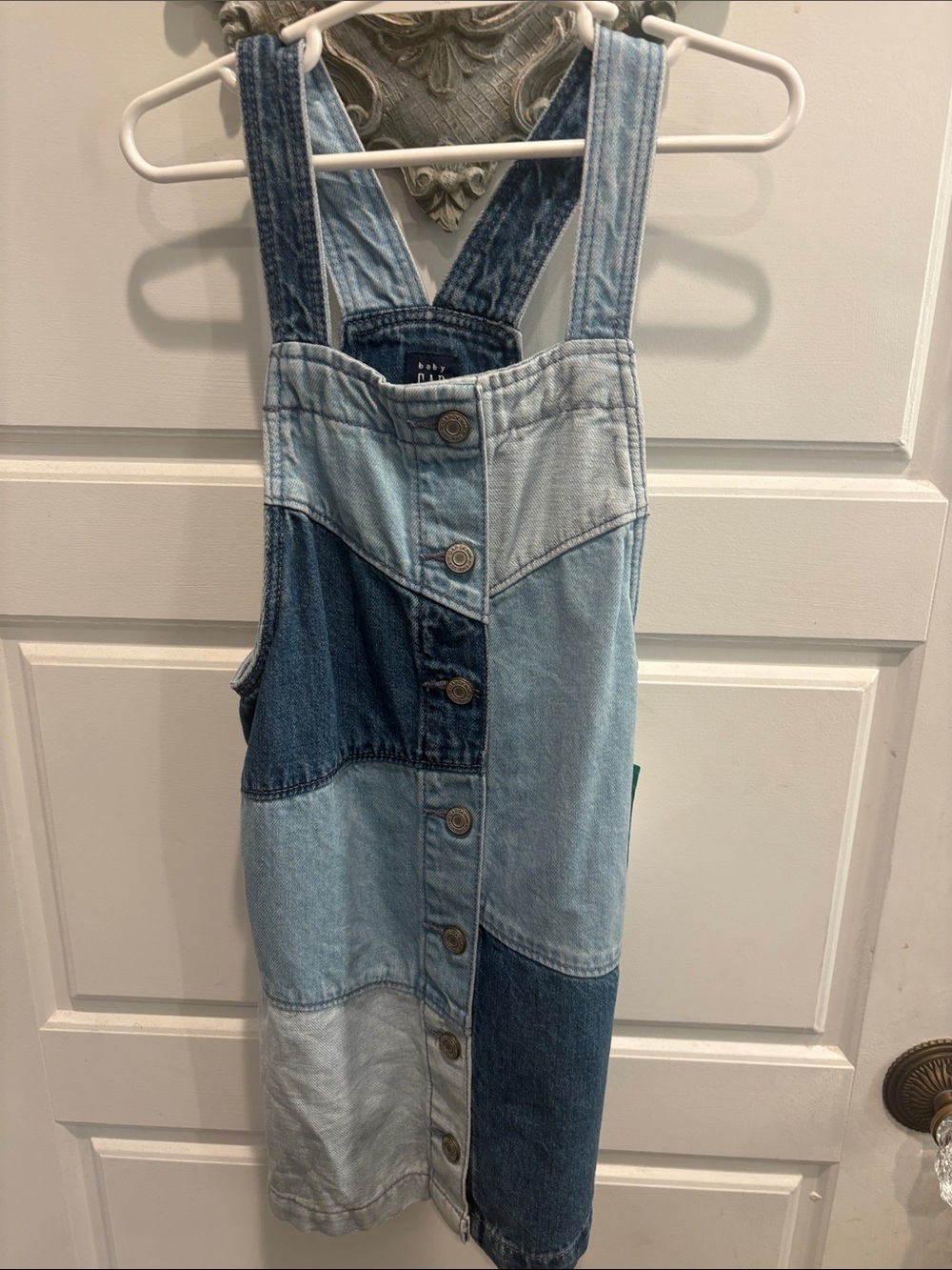 Baby Gap Patchwork Denim Button-Front Overall Dress - Light & Dark Blues
